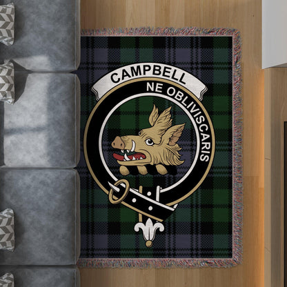 Physical Item 60" x 80" Campbell Clan Crest Tartan Scottish Woven Blanket