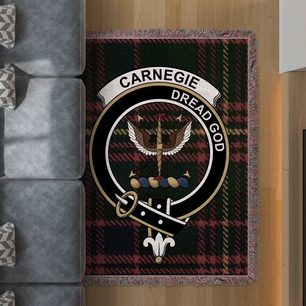 Carnegie Clan Crest Tartan Scottish Woven Blanket - Celtic Ancestry Gifts