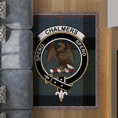 Physical Item 60" x 80" Chalmers Clan Crest Tartan Scottish Woven Blanket