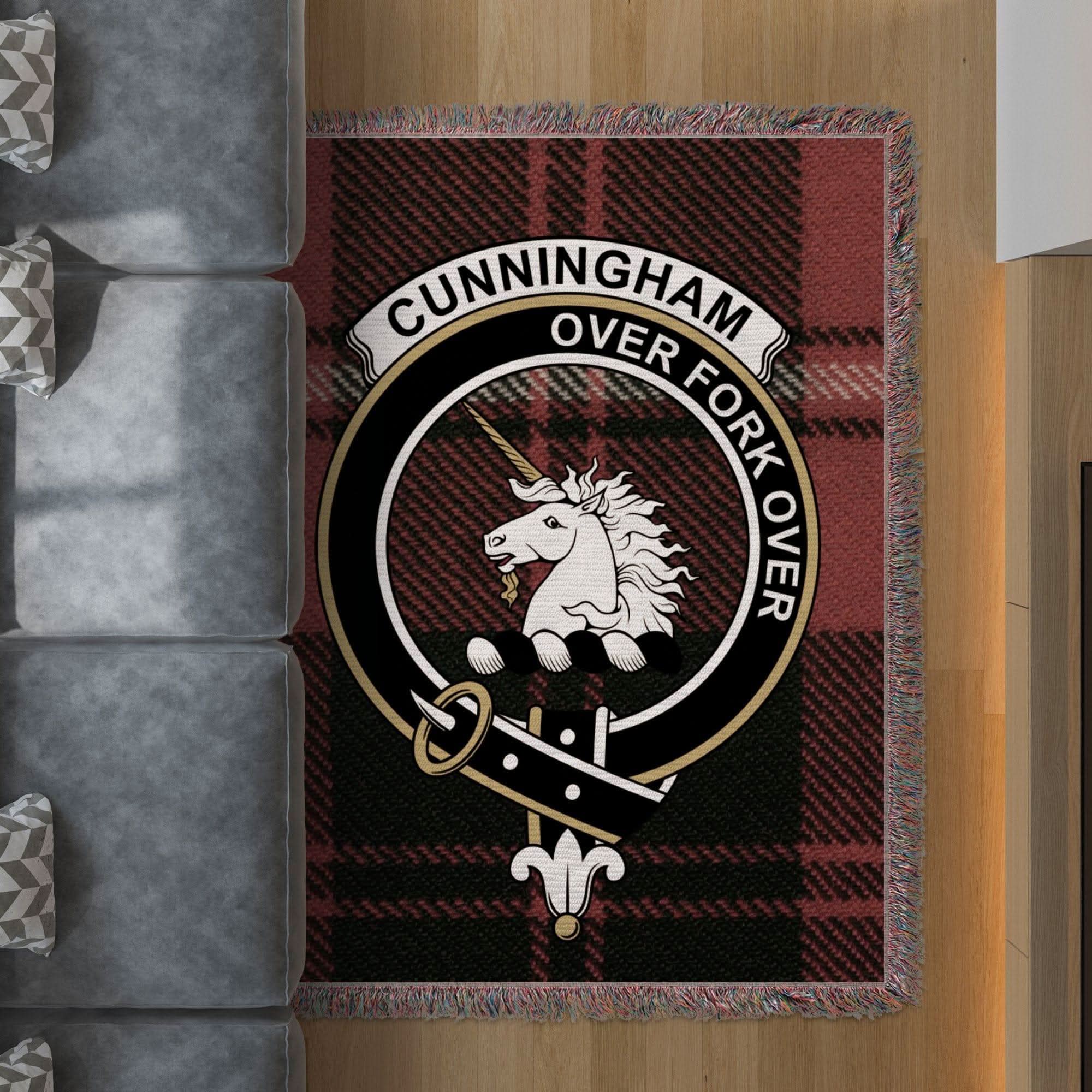 Cunningham Clan Crest Tartan Scottish Woven Blanket - Celtic Ancestry Gifts