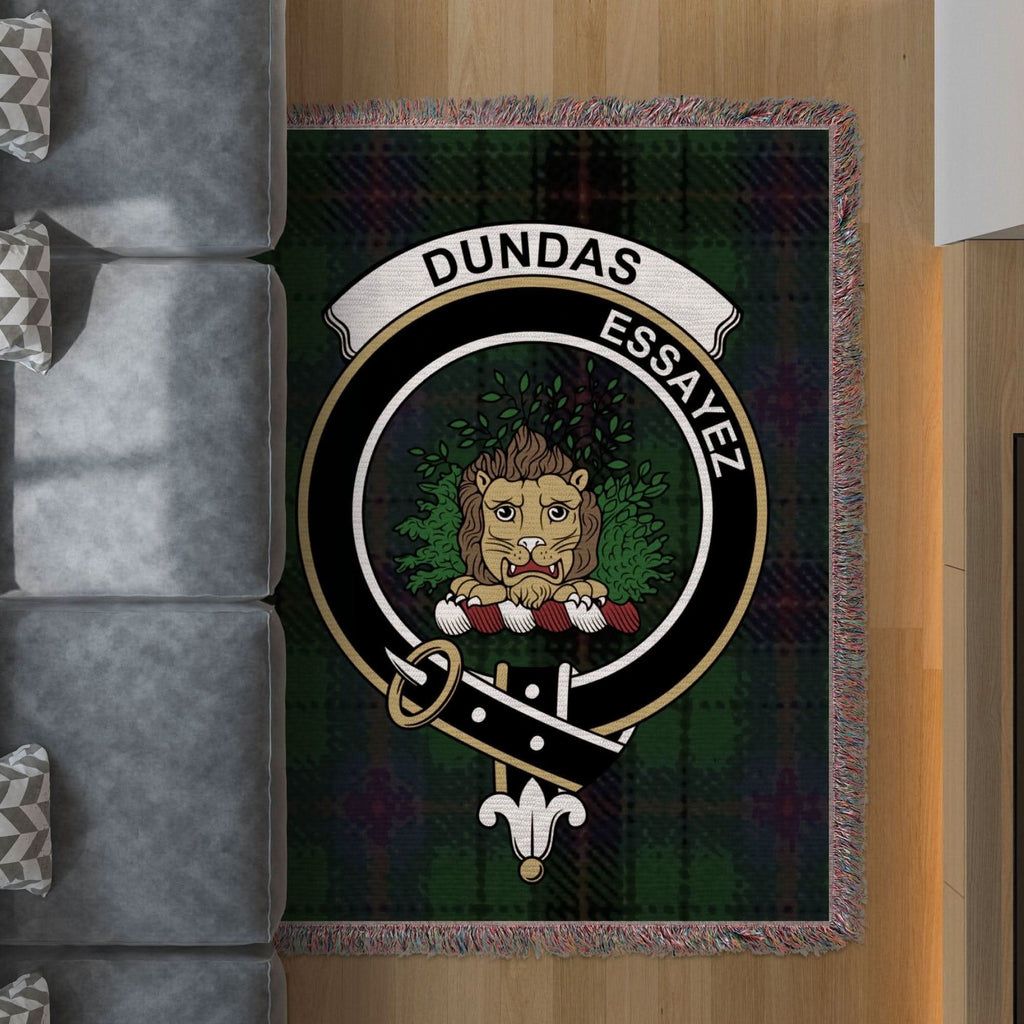 Dundas Clan Crest Tartan Scottish Woven Blanket - Celtic Ancestry Gifts