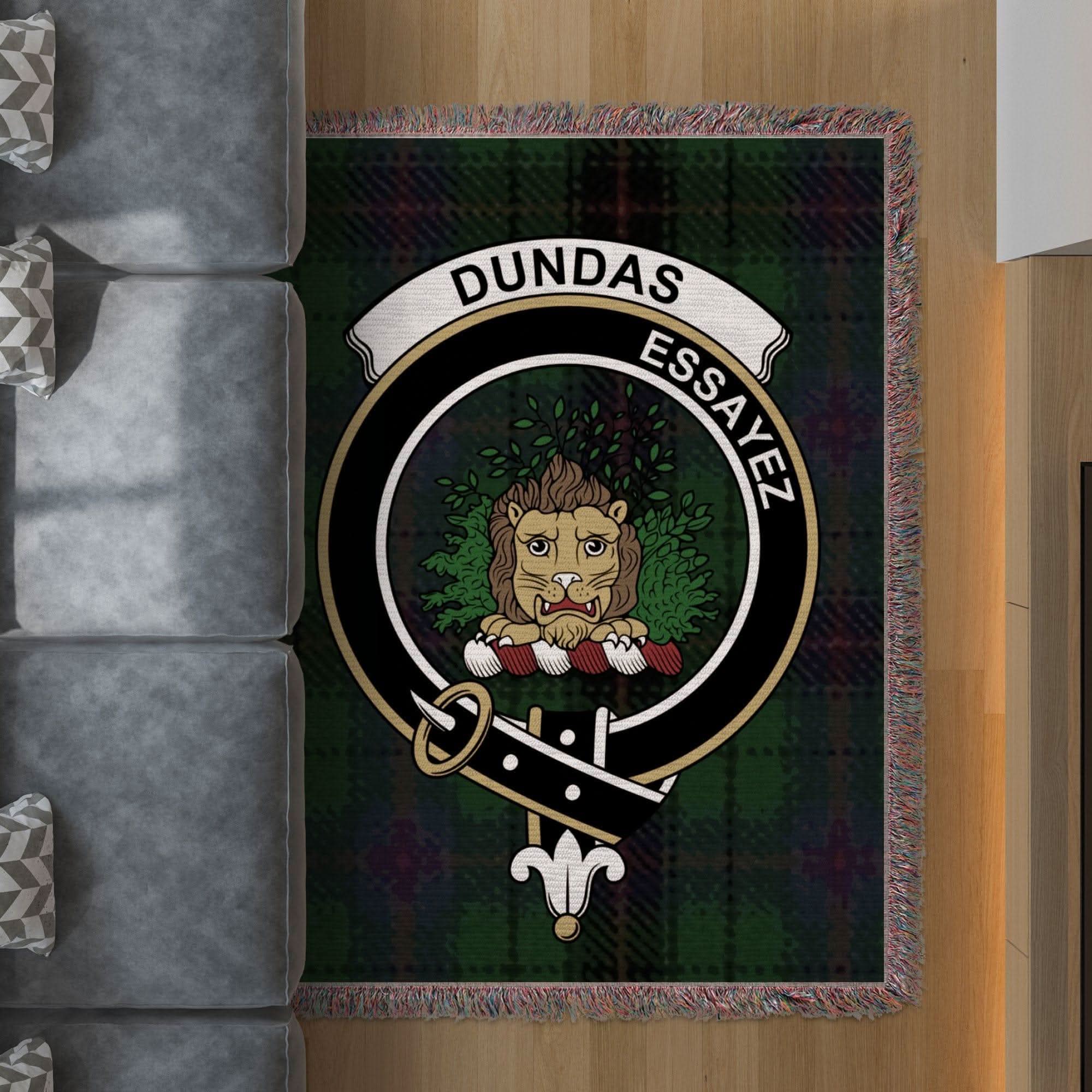 Dundas Clan Crest Tartan Scottish Woven Blanket - Celtic Ancestry Gifts
