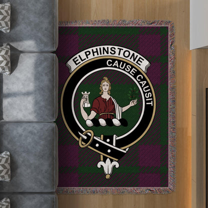 Physical Item 60" x 80" Elphinstone Clan Crest Tartan Scottish Woven Blanket