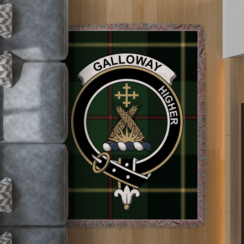 Galloway Clan Crest Tartan Scottish Highland Woven Blanket - Celtic Ancestry Gifts