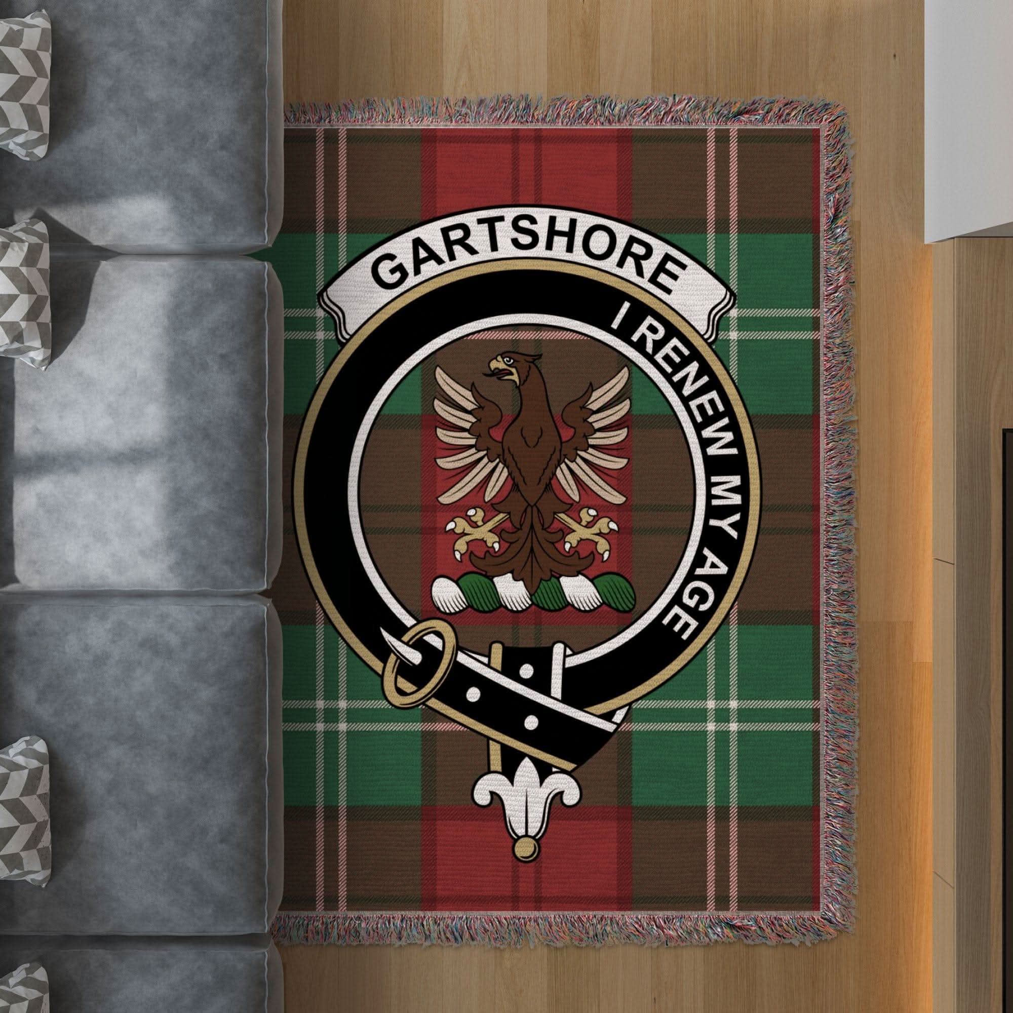 Gartshore Clan Crest Tartan Scottish Woven Blanket - Celtic Ancestry Gifts