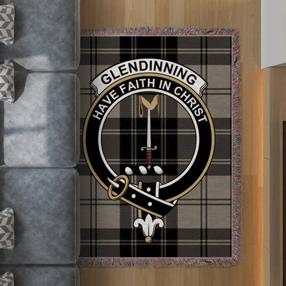 Physical Item 60" x 80" Glendinning Clan Crest Tartan Scottish Woven Blanket