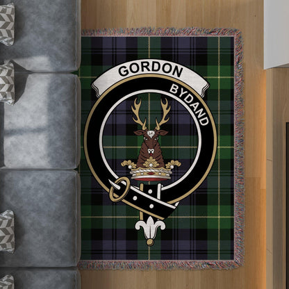 Physical Item 60" x 80" Gordon Clan Crest Tartan Scottish Woven Blanket