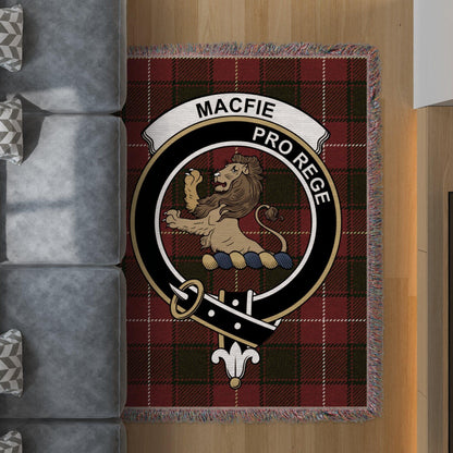 Physical Item 60" x 80" Macfie Clan Crest Tartan Scottish Heritage Woven Blanket