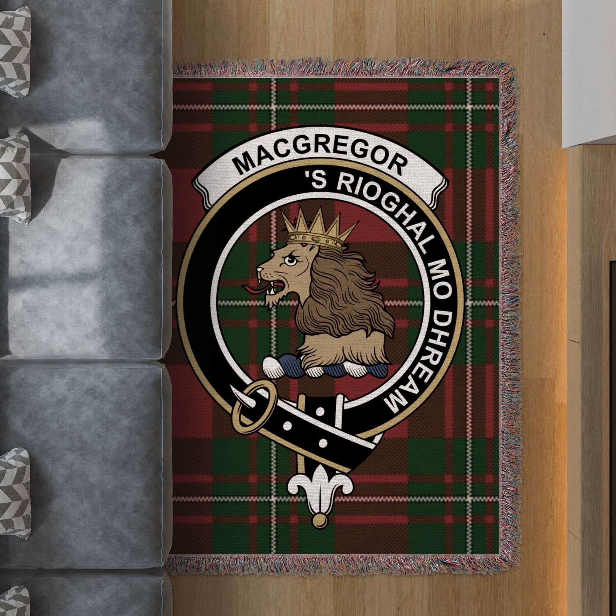 MacGregor Clan Crest Tartan Scottish Woven Blanket - Celtic Ancestry Gifts