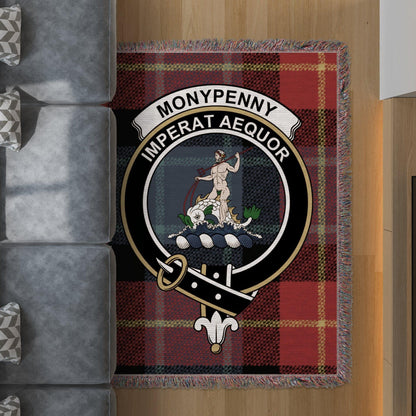 Physical Item 60" x 80" Monypenny Clan Crest Tartan Scottish Woven Blanket