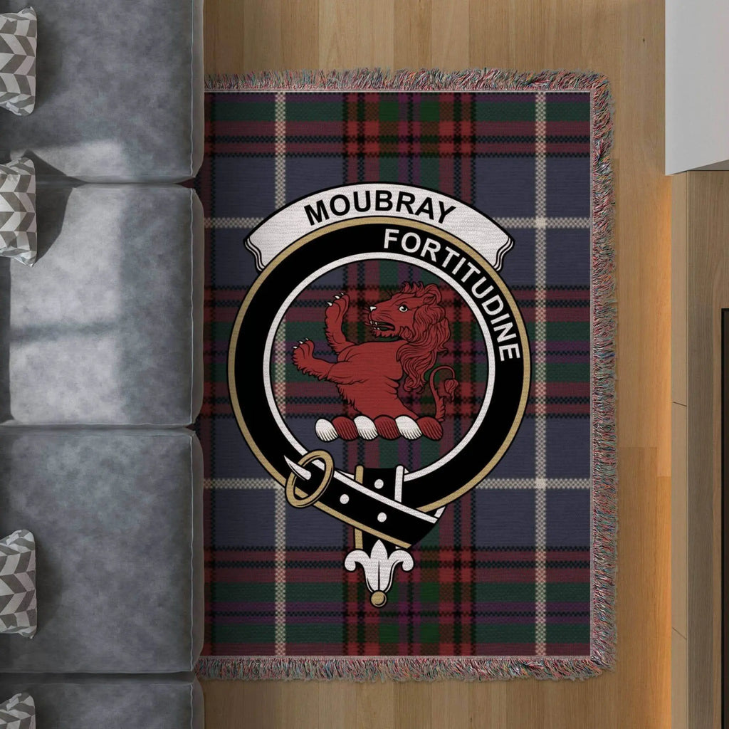 Moubray Clan Crest Tartan Scottish Heritage Woven Blanket - Celtic Ancestry Gifts