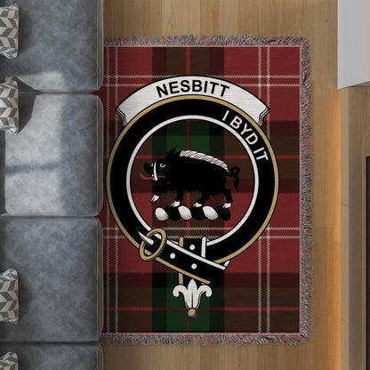 Physical Item 60" x 80" Nesbitt Clan Crest Tartan Scottish Woven Blanket
