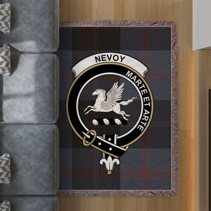 Nevoy Clan Crest Tartan Scottish Woven Blanket - Celtic Ancestry Gifts
