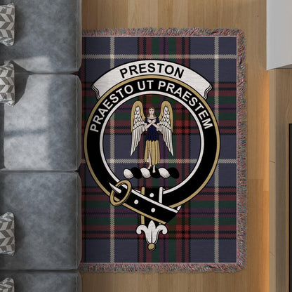 Physical Item 60" x 80" Preston Clan Crest Tartan Scottish woven blanket