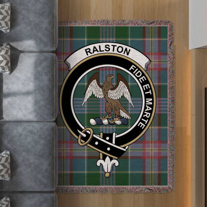 Ralston Clan Crest Tartan Scottish Woven Blanket - Celtic Ancestry Gifts