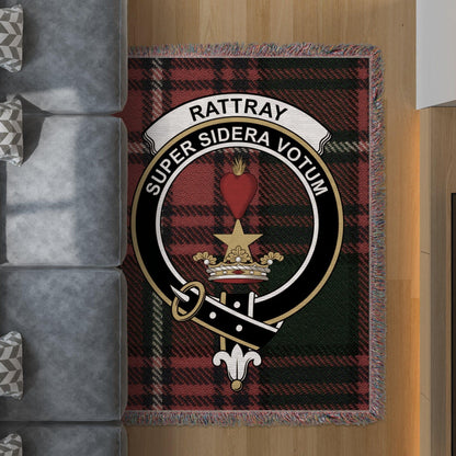 Physical Item 60" x 80" Rattray Clan Crest Tartan Scottish Woven Blanket