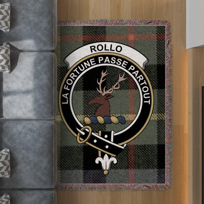 Physical Item 60" x 80" Rollo Clan Crest Tartan Scottish Woven Blanket
