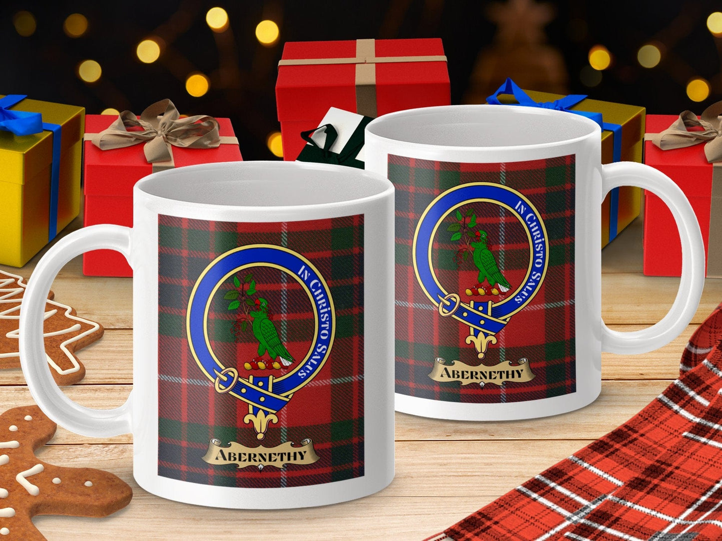 Physical Item Abernethy Clan Scottish Tartan Crest Mug