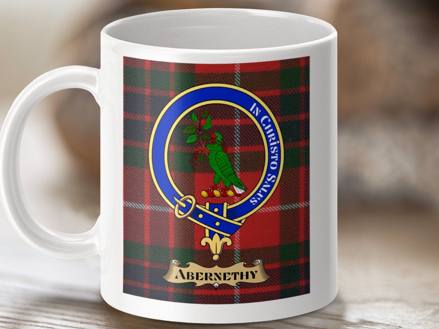 Physical Item Abernethy Clan Scottish Tartan Crest Mug