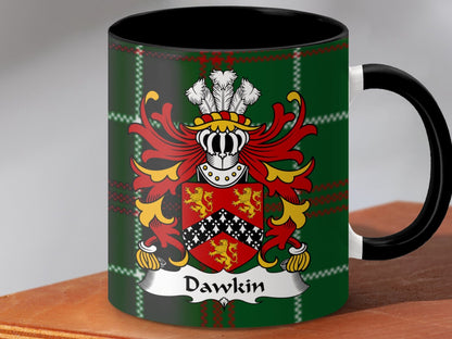 Physical Item Accent Mug 110z / Black / 11oz Dawkin Coat of Arms Welsh Tartan Background Mug