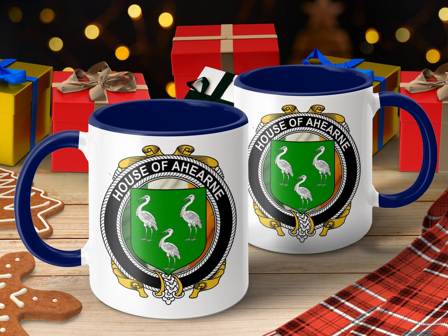 Physical Item Ahearne Surname Irish Crest Flag Design Mug