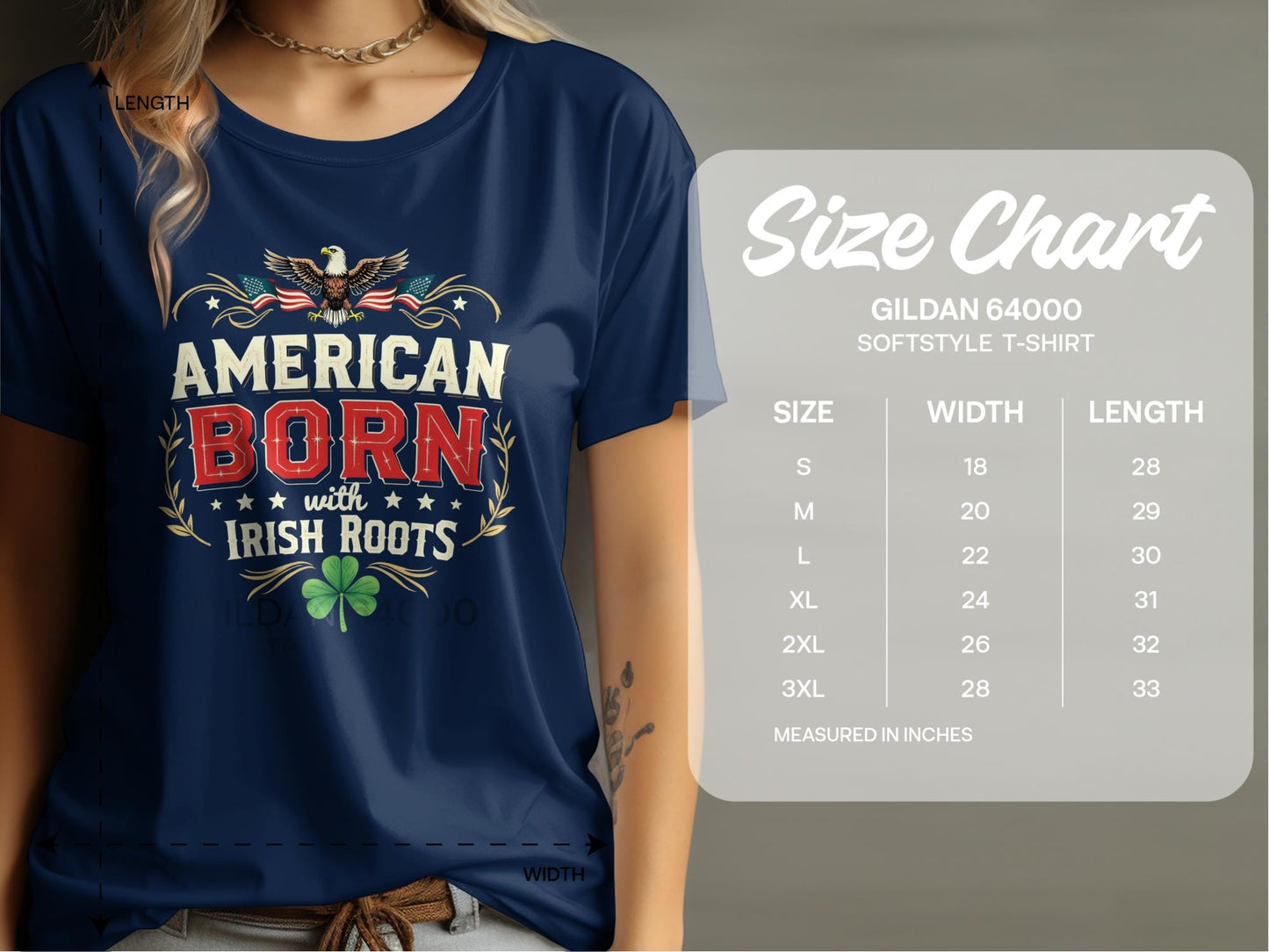 Physical Item American Born with Irish Roots Graphic Design T-Shirt