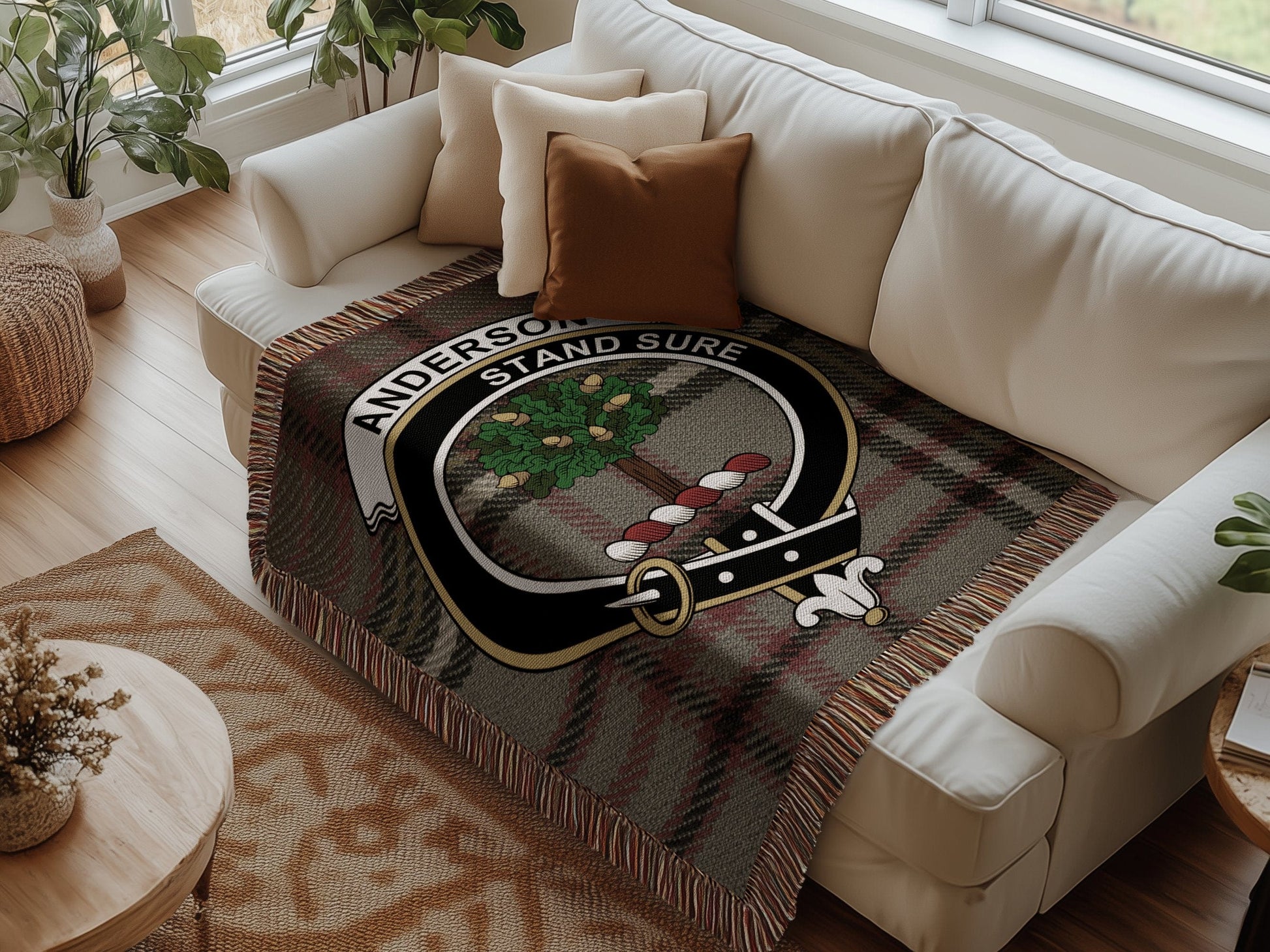 Physical Item Anderson Clan Crest Tartan Scottish Woven Blanket