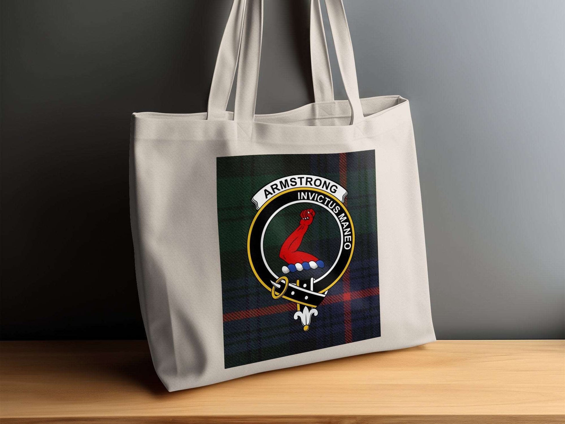 Physical Item Armstrong Scottish Clan Crest Tartan Tote Bag