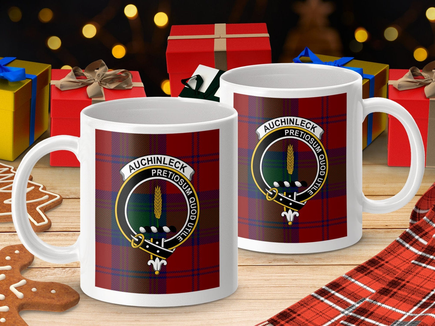 Physical Item Auchinleck Clan Pretiosum Quod Utile Tartan Mug