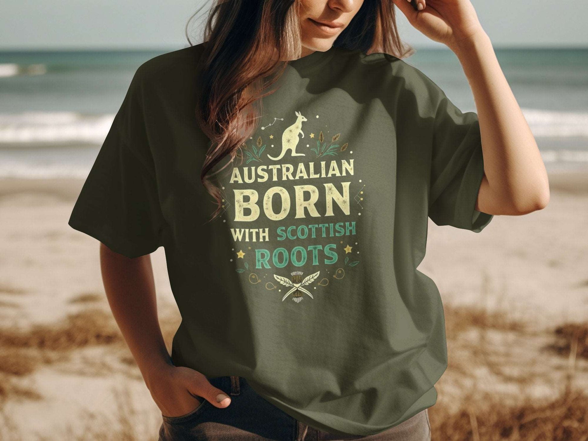 Physical Item Australian Born With Scottish Roots Vibrant T-Shirt