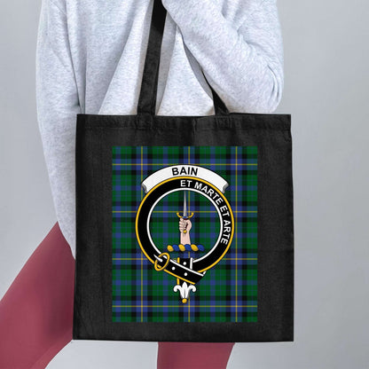 Physical Item Bain Clan Scottish Tartan Crest Et Marte Et Arte Tote Bag