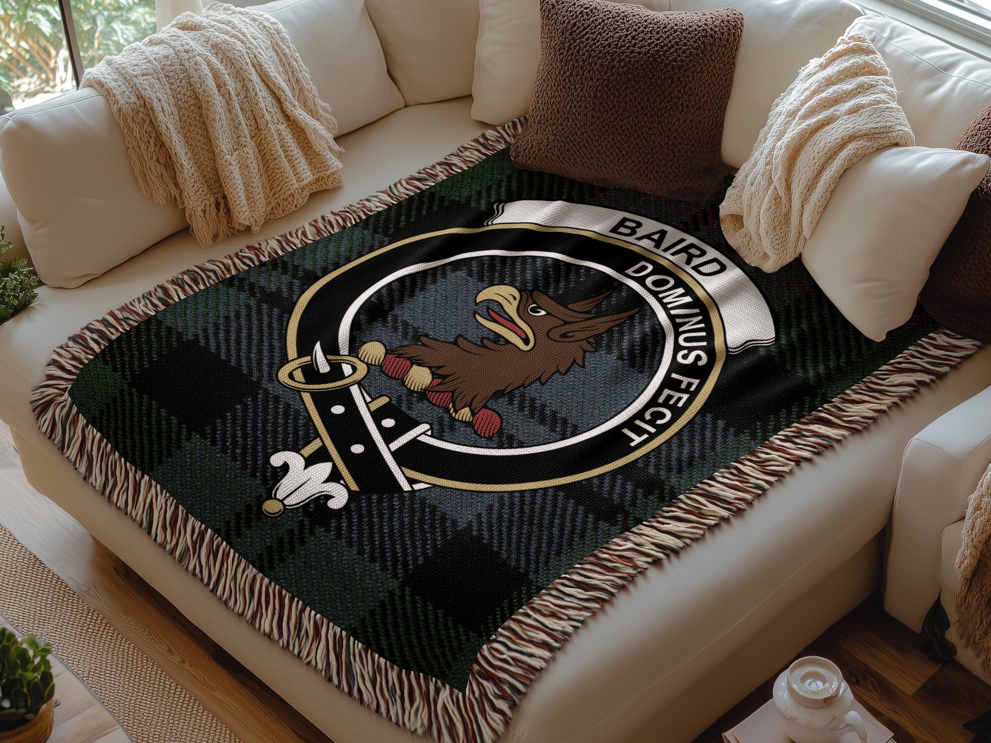 Physical Item Baird Clan Crest Tartan Scottish Woven Blanket