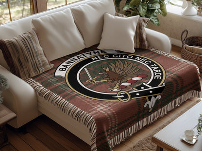 Physical Item Bannatyne Clan Crest Tartan Scottish Woven Blanket