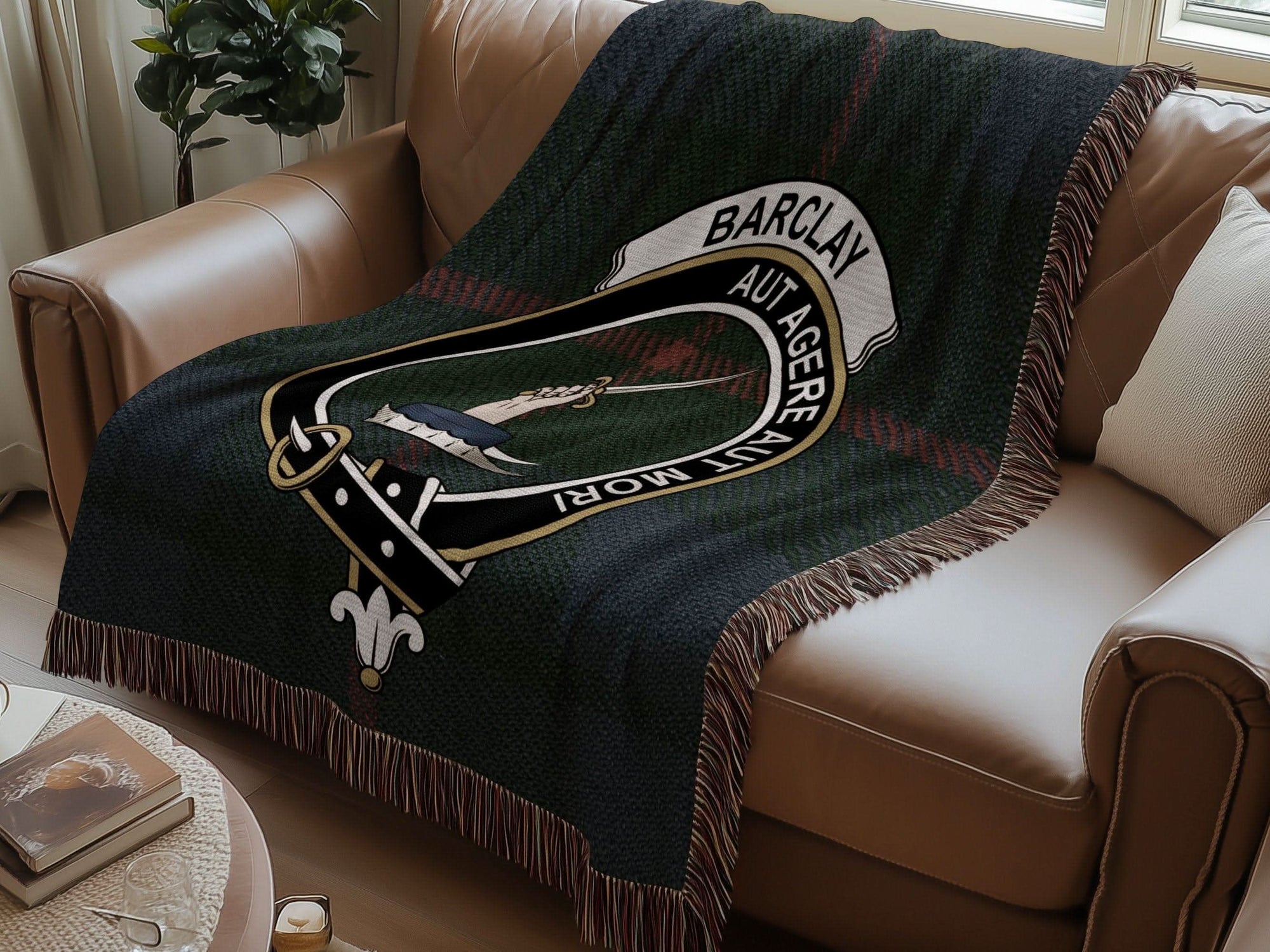 Barclay Clan Crest Tartan Scottish Woven Blanket - Celtic Ancestry Gifts