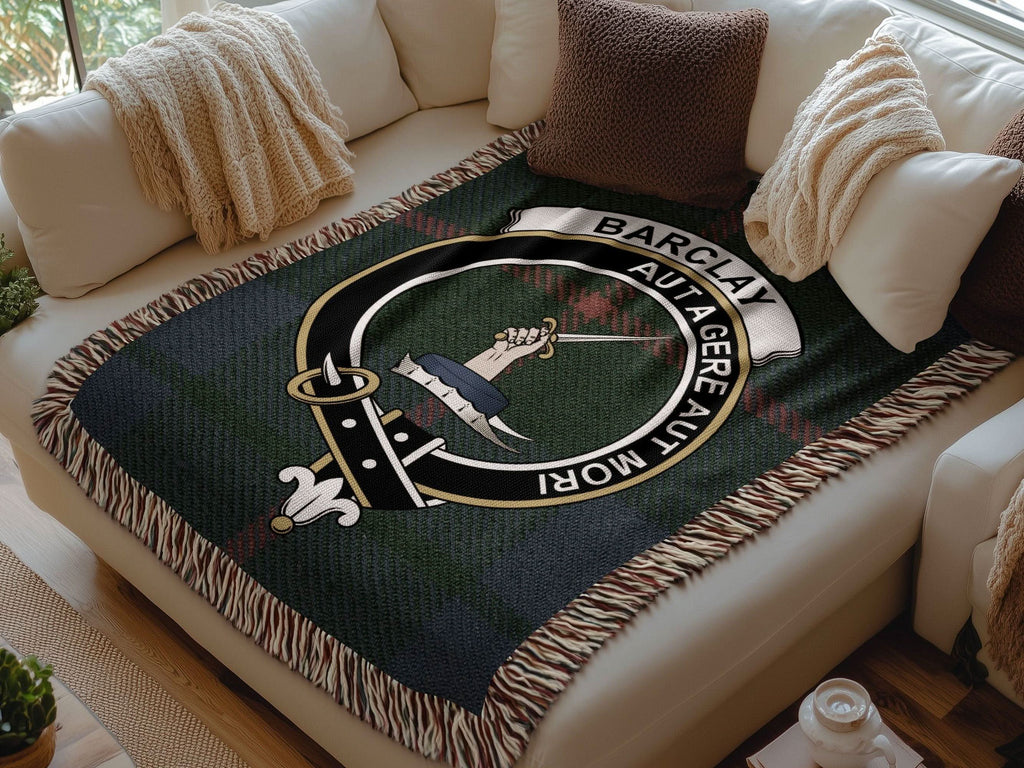 Barclay Clan Crest Tartan Scottish Woven Blanket - Celtic Ancestry Gifts