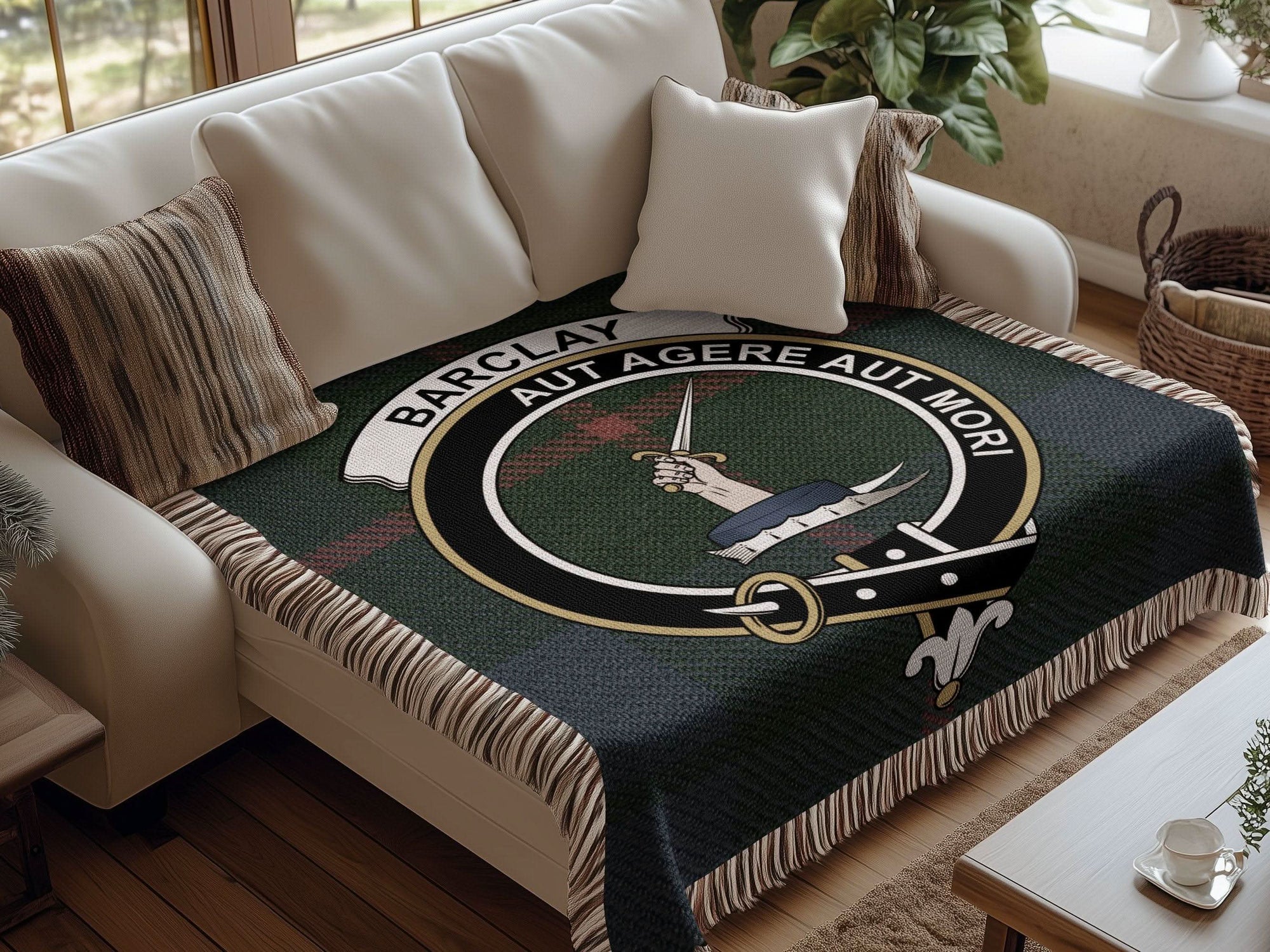 Barclay Clan Crest Tartan Scottish Woven Blanket - Celtic Ancestry Gifts