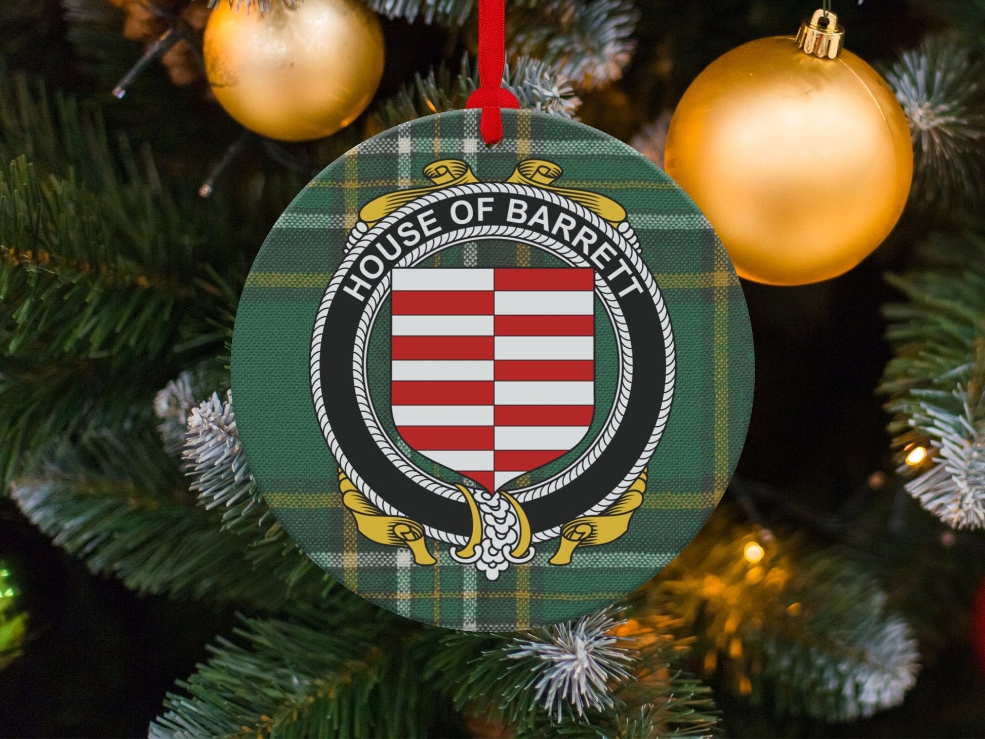 Physical Item Barrett Crest Irish tartan Christmas ornament decoration Ornaments