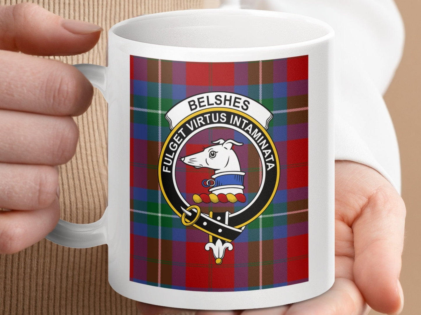 Physical Item Belshes Clan Scottish Tartan Crest Mug