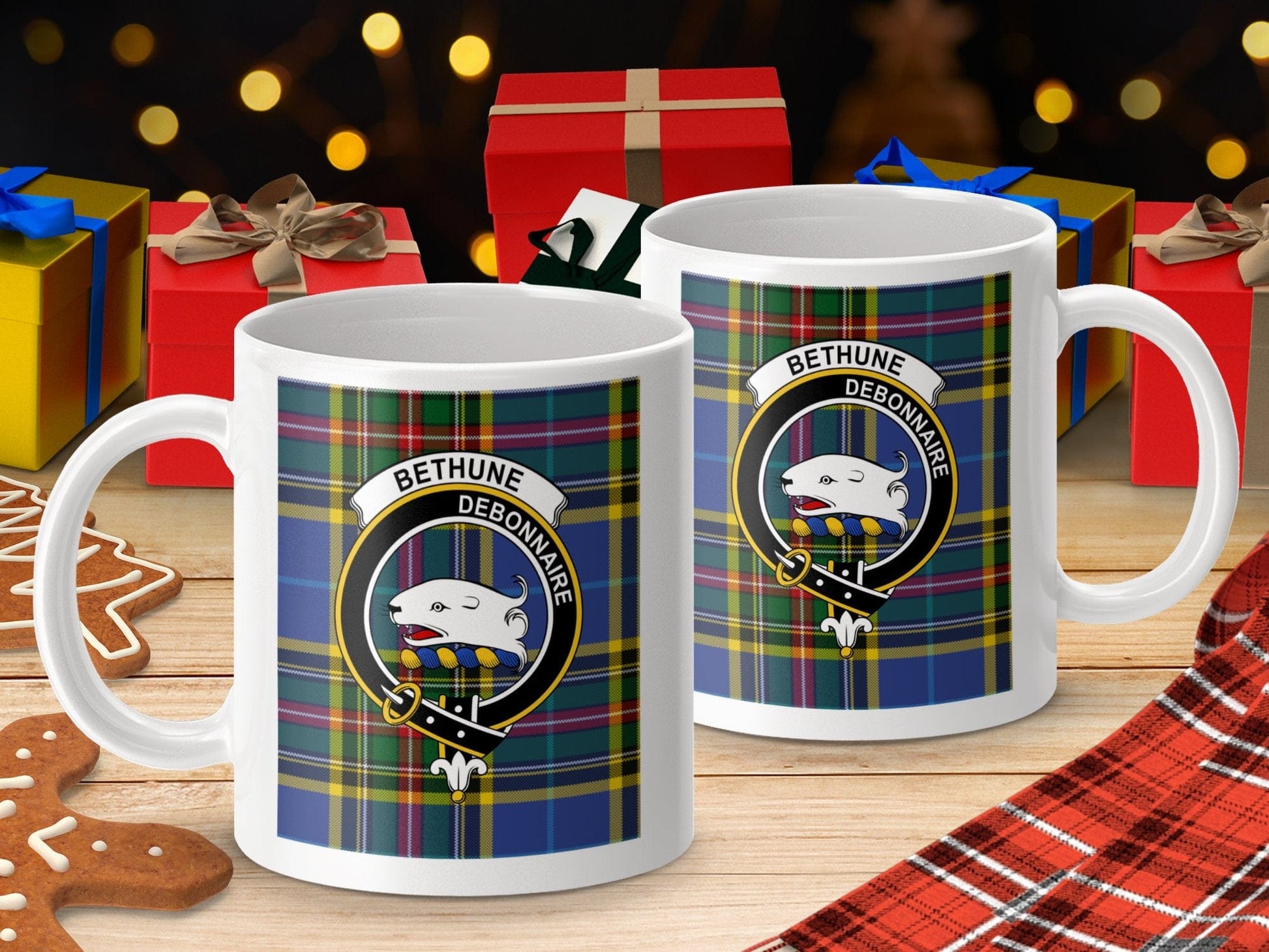 Physical Item Bethune Clan Scottish Tartan Crest Mug