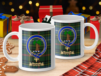 Physical Item Bissett Clan Scottish Tartan Crest Mug