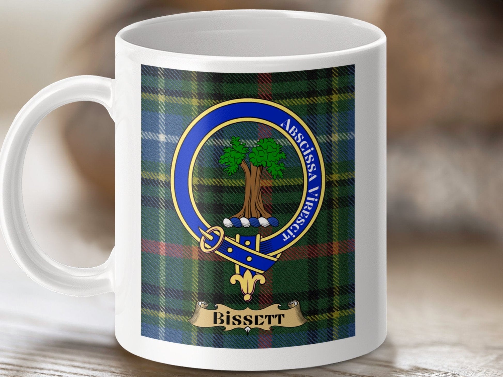 Physical Item Bissett Clan Scottish Tartan Crest Mug