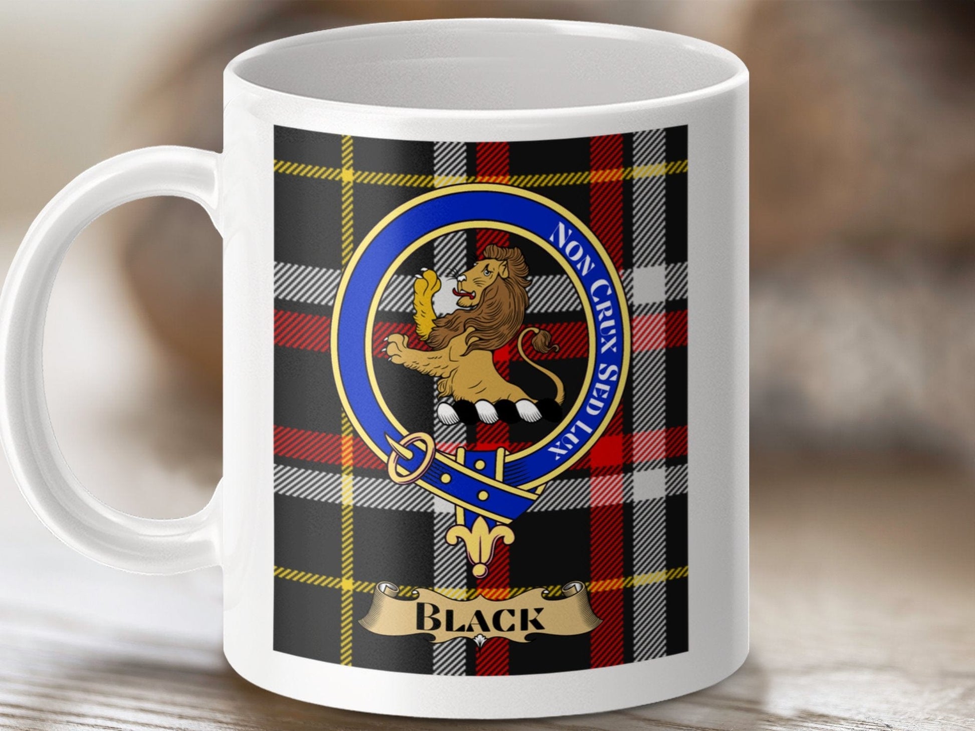 Physical Item Black Clan Scottish Tartan Crest Mug