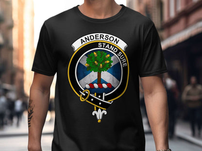 Physical Item Black / S Anderson Clan Crest St Andrews Flag Background T-Shirt