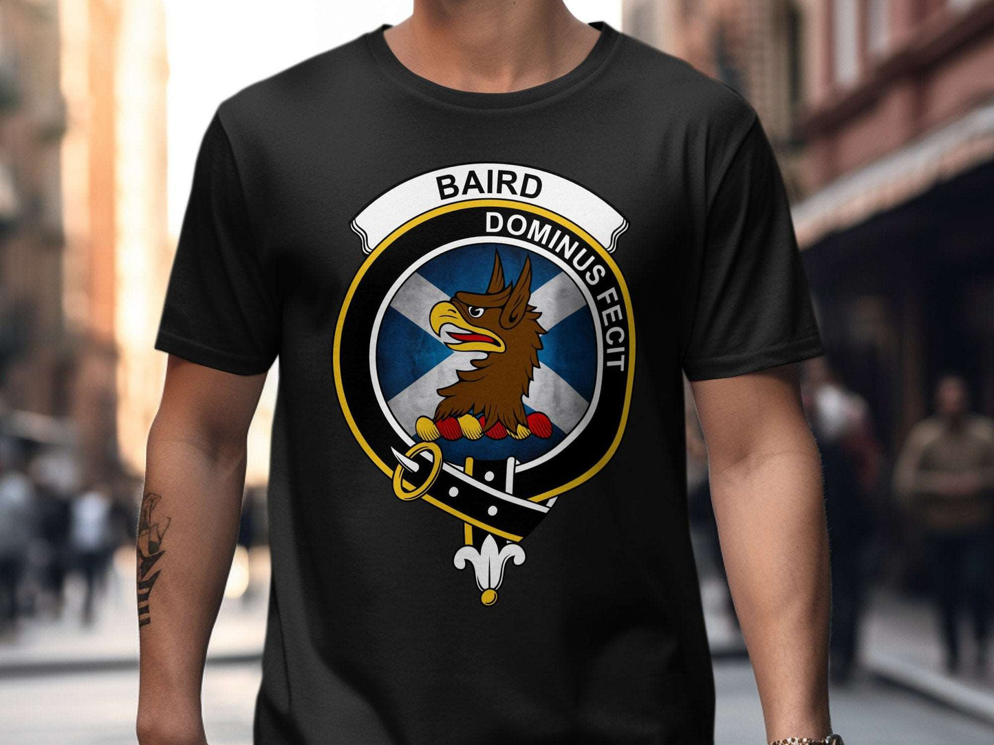 Physical Item Black / S Baird Scottish Clan Crest St Andrews Background T-Shirt