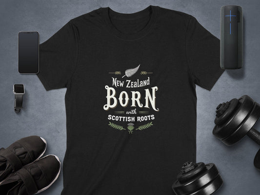 Physical Item Black / S New Zealand Born with Scottish Roots T-Shirt