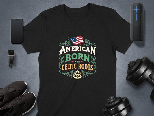Proud American Born with Celtic Heritage T-Shirt - Celtic Ancestry Gifts