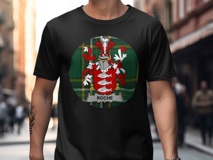 Physical Item Black / S Roche Coat of Arms Irish National Tartan T-Shirt