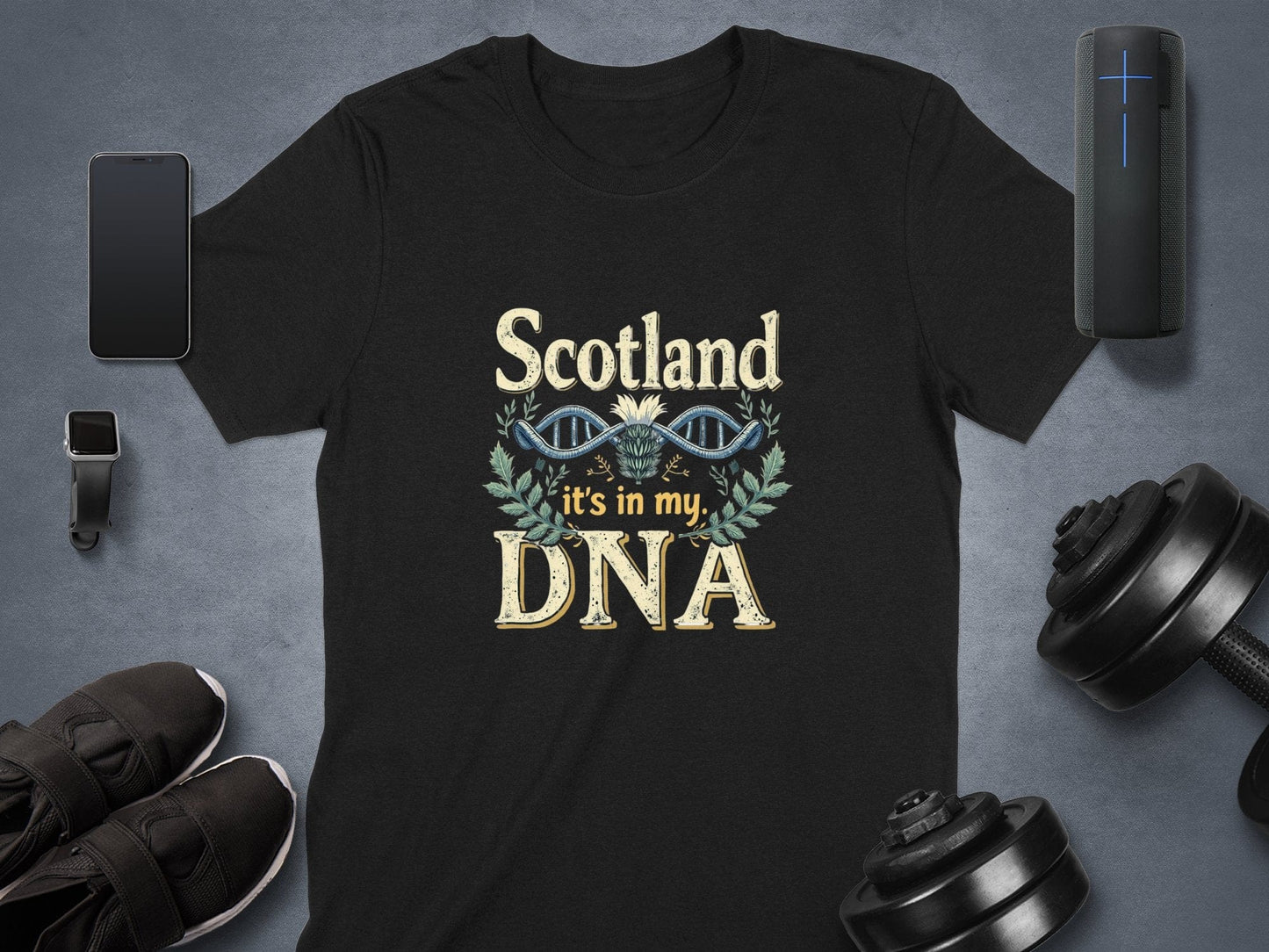 Physical Item Black / S Scotland It's In My DNA Thistle Design Graphic T-Shirt