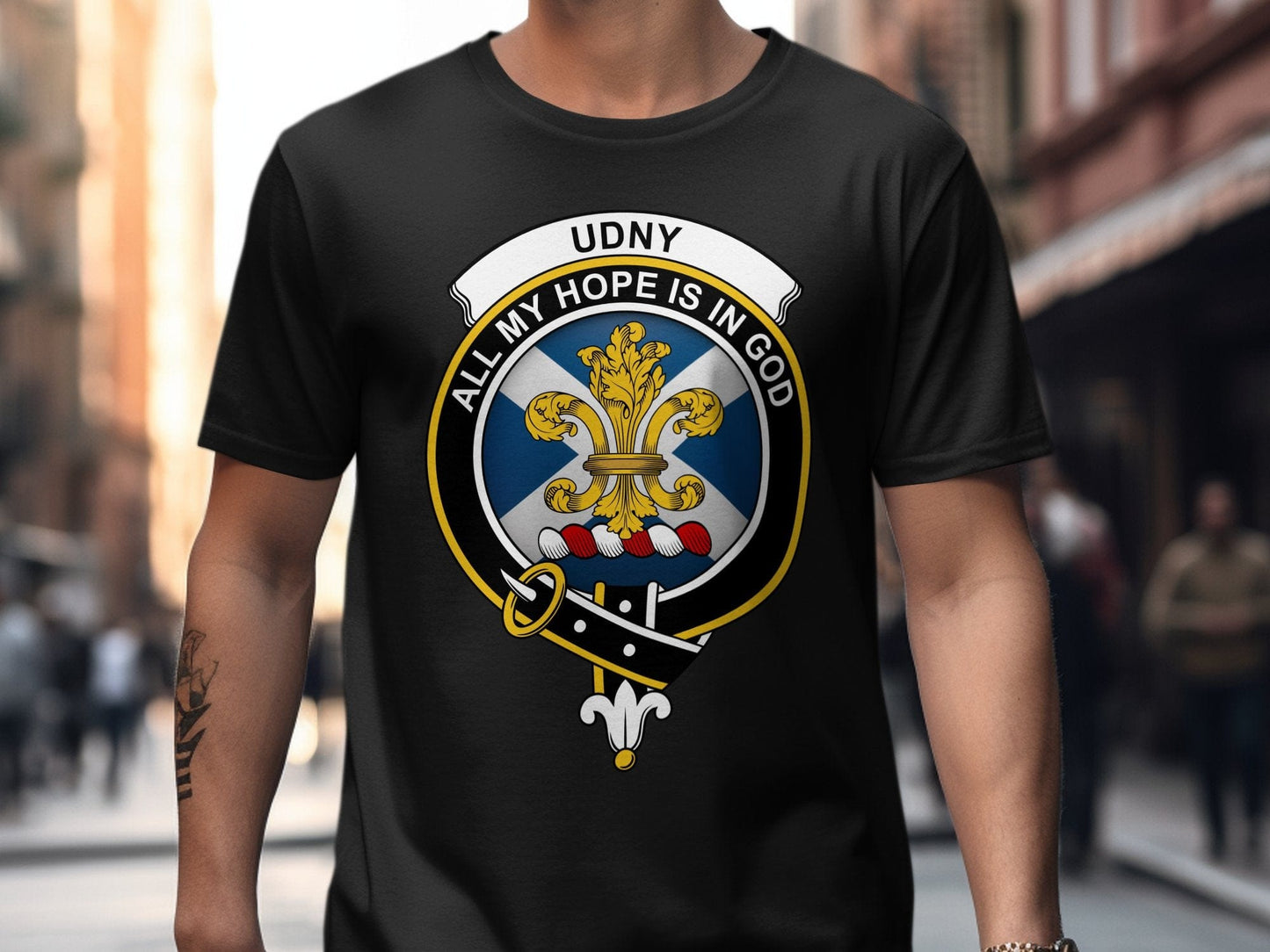 Physical Item Black / S Udny All My Hope Is In God Scottish Clan Crest T-Shirt