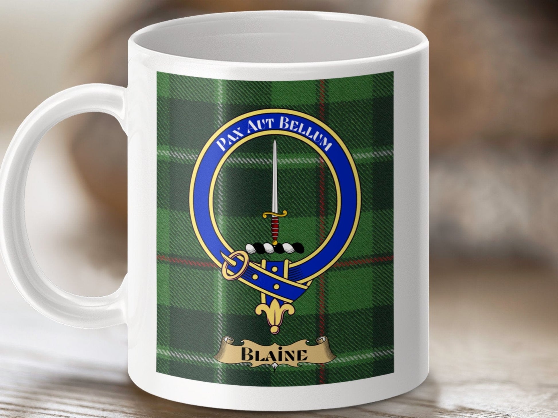 Physical Item Blaine Clan Scottish Tartan Crest Mug